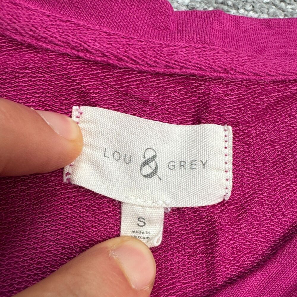Lou & Grey Mini Crew T-Shirt Dress Womens Small Magenta Pink Pocket Short Sleeve - Picture 3 of 12